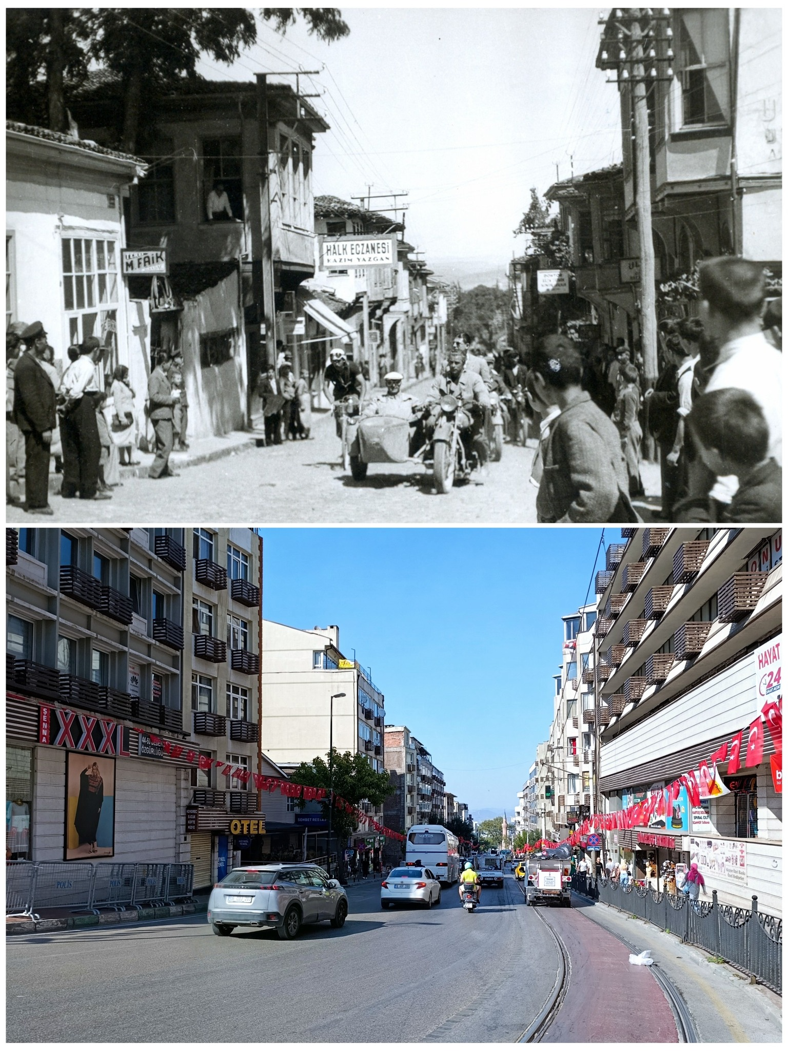 Yeniyol (İnönü caddesi) 1930'lar ve günümüz.